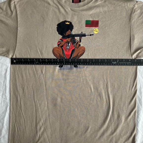 Afro Revolution Lady Dashiki Rifle Holding Self Defense Lt Brown Tee Size L - Picture 6 of 6